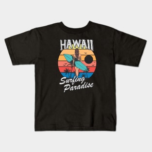 Hawaii Surfing Girl retro Style Gift Kids T-Shirt